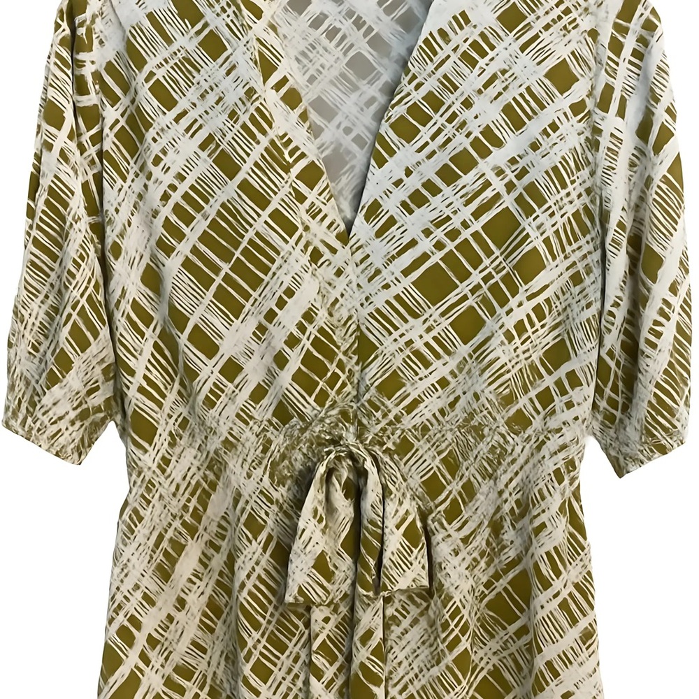 BCBG Olive and White Crisscross Blouse